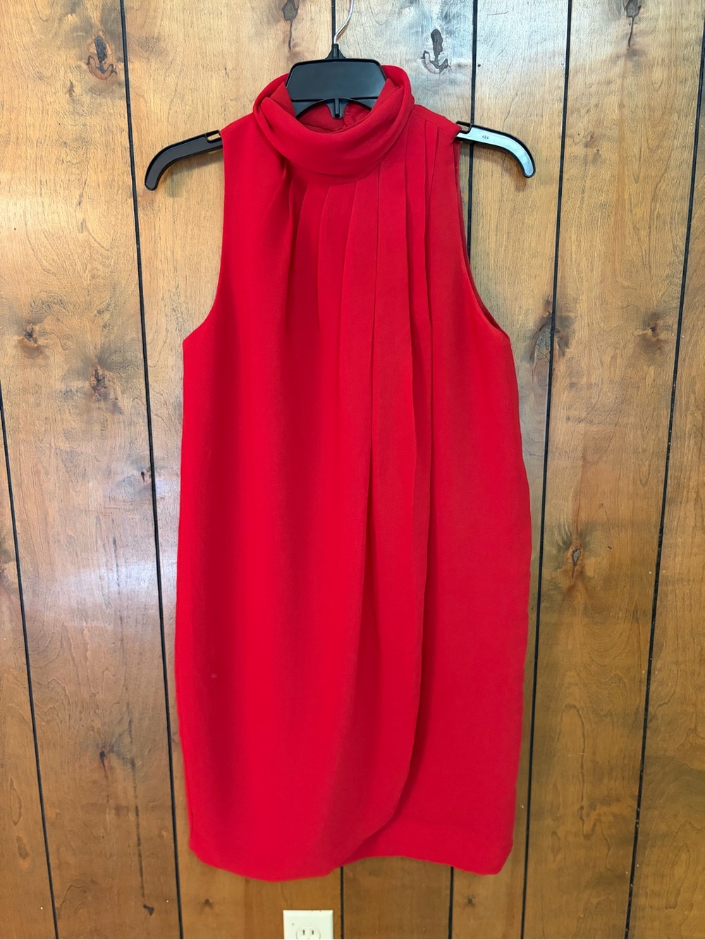 Zara Sleeveless Red Mock-Neck Mini Dress